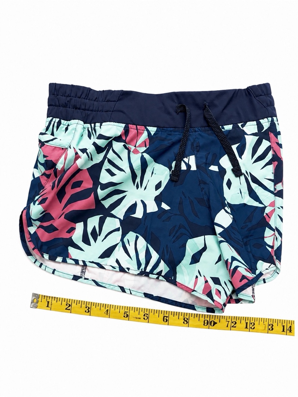Patagonia Navy Tropical Leaf Print Athletic Running Shorts Trail - Picture 6 of 8